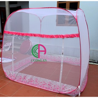 Màn chụp tự bung đỉnh vuông cao cấp cường an có chân viền vải lụa xung quanh đủ size