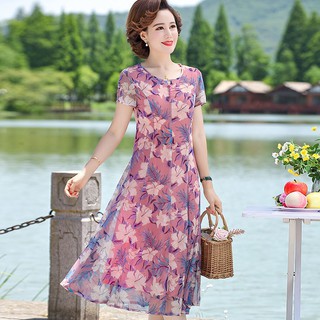 (THANH LÝ LẺ SIZE) Đầm Voan Hoa Cho Mẹ Ngọt Ngào VH54