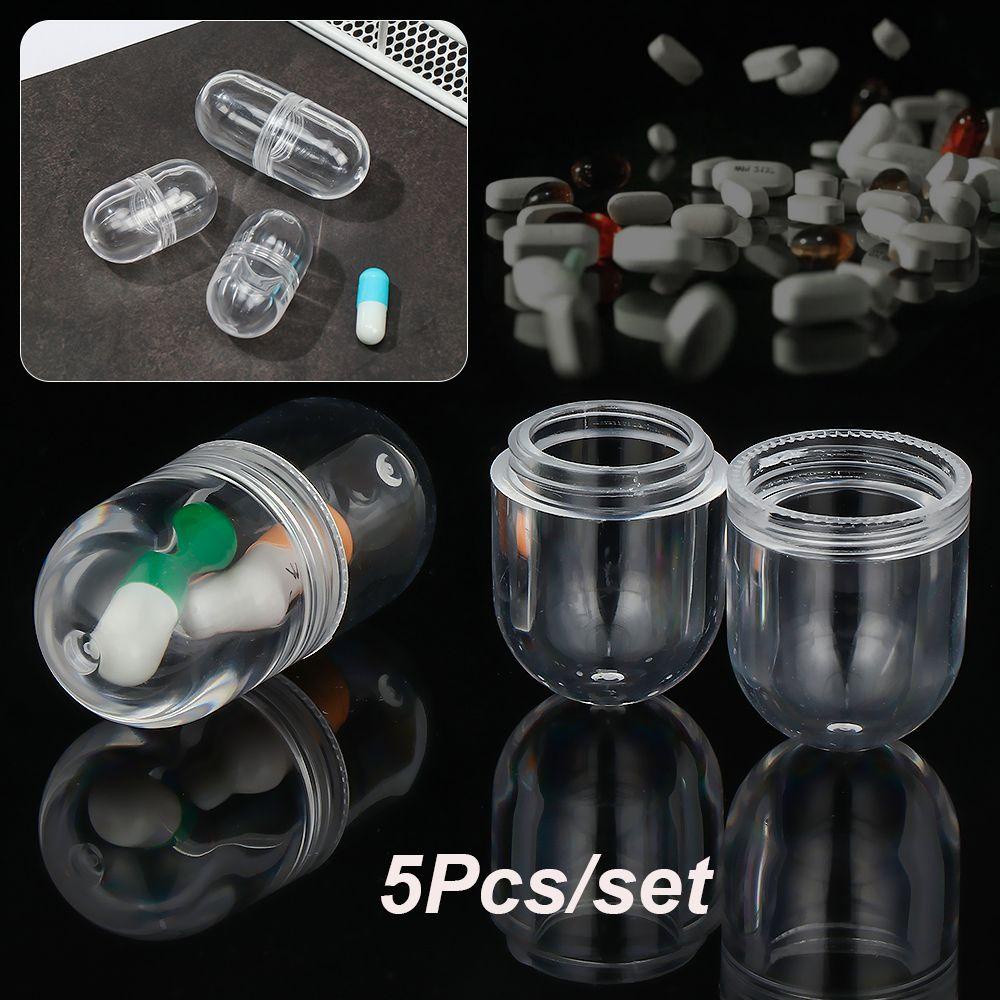 HOBBYIN 5 Cái / bộ Hộp Đựng Thuốc Vỏ Viên Rỗng Hộp Đựng Thuốc Chống Nước Tiện Lợi Bộ Chia Chai