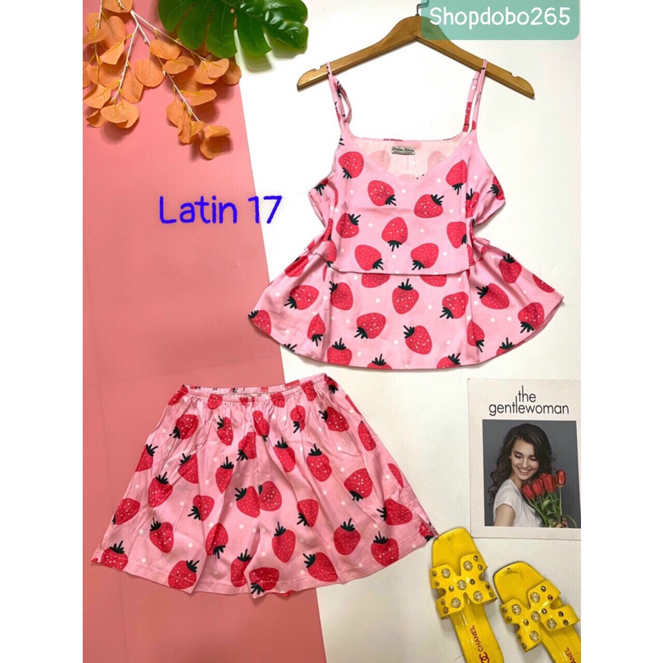 Đồ bộ nữ,đồ ngủ mặc nhà nữ đùi tầng vải latin cao cấp BN 46 họa tiết dễ thương size 45-57kg