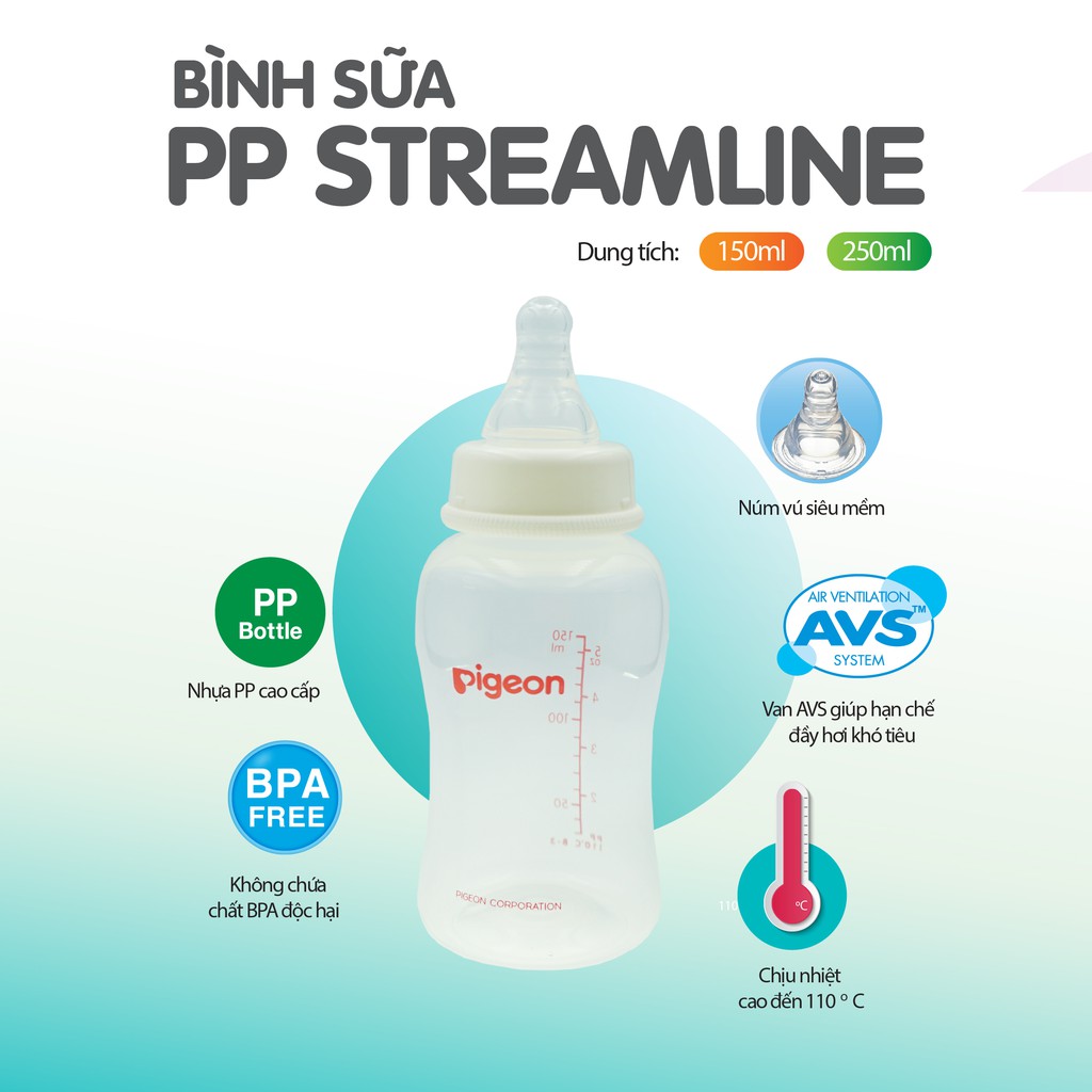Ảnh Bình sữa PP Streamline Pigeon 150ml/ 250ml 3