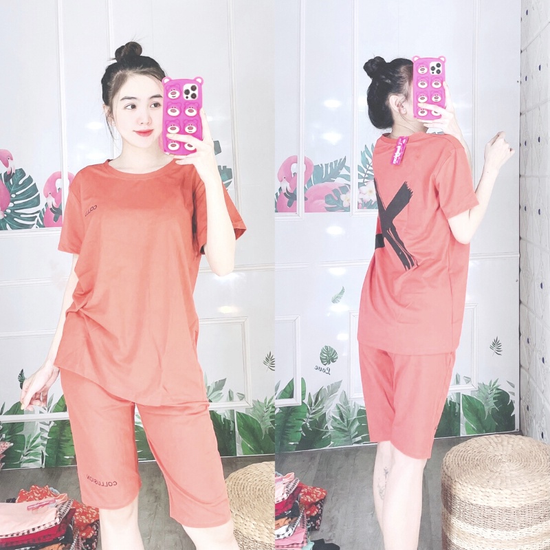 Đồ Bộ Nữ Bigsize 45-85kg Áo Tay Ngắn Quần Lửng Thun Cotton Co Giãn Mặc Nhà Thể Thao ESHOP AD06
