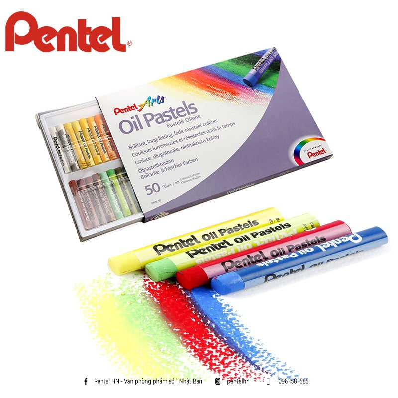 Ảnh Phấn/ Sáp Dầu Pentel  Oil  Pastel PHN - 50 màu  | Màu Sắc Pastel Tươi Sáng Phong Phú | An Toàn Cho Sức Khỏe Người Dùng | 4