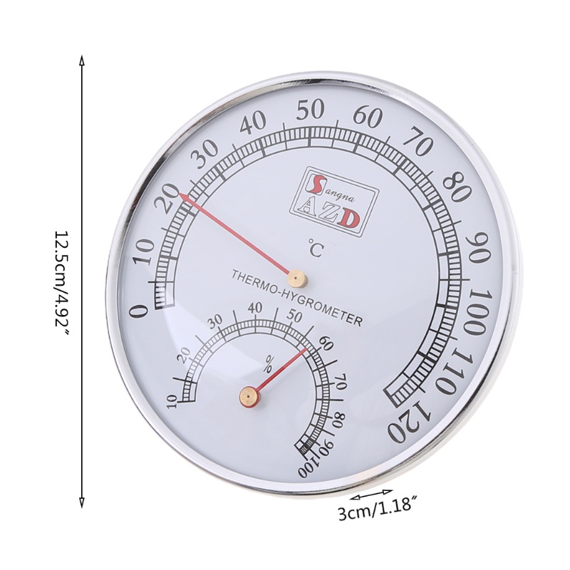 Đồng Hồ Đo Nhiệt Độ Độ Ẩm Phòng Xông Hơi 2 Trong 1 0-120°C Đèn Cơ Khí