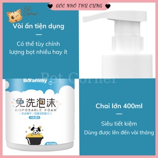 Sữa tắm khô cho chó mèo Borammy dạng bọt giúp khử mùi, diệt khuẩn và dưỡng lông (400ml)