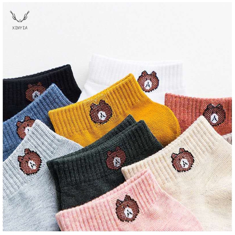 Đôi vớ cotton in họa tiết gấu dễ thương thoải mái
