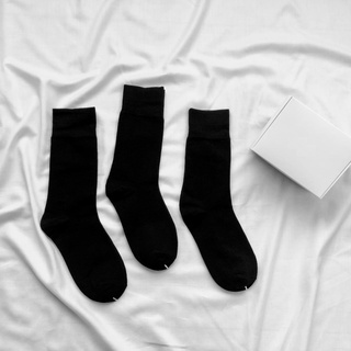 Tất cổ cao trơn nam Broobelt màu đen trắng phong cách basic, vớ công sở đi giày tây chất cotton TV01