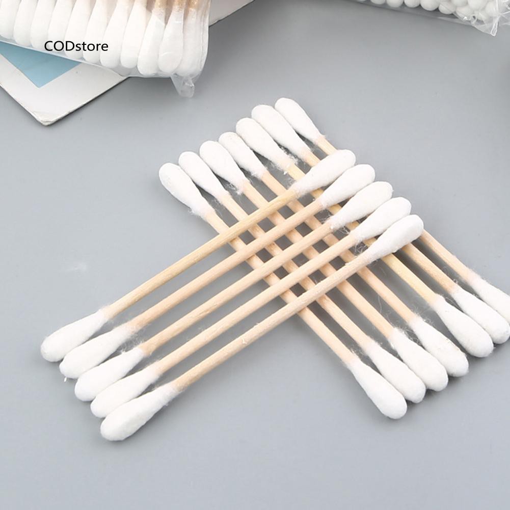 [Hàng mới về] Set 100 tăm bông thân gỗ dùng hai đầu hỗ trợ làm sạch trang điểm