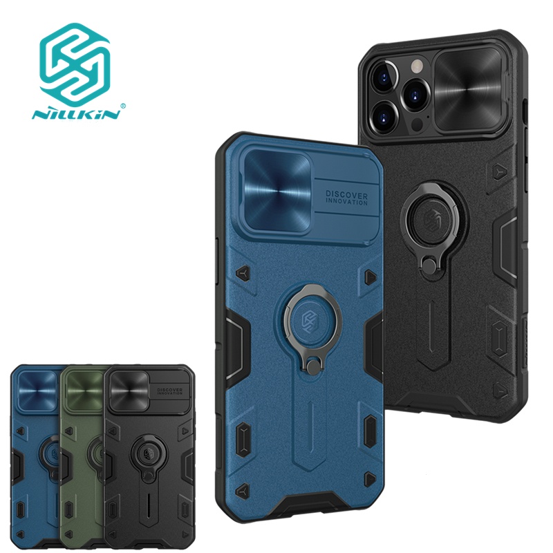 Nillkin Cho Apple iPhone 13 Pro Max / 13 / 12 Pro Max / 12 Mini Camshield Armor Bảo Vệ Ống Kính Máy Ảnh Trượt Vòng Ngón Tay Trượt Chân Đế Ốp Lưng Cứng PC TPU Vỏ Điện Thoại Vỏ