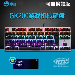 Bàn phím cơ Blue Swich HP GK200S loại 87 phím-led RGB nhiều chế độ (đen bạc)