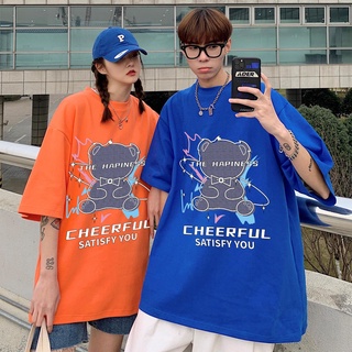 Áo phông tay lỡ dáng rộng hình gấu cute cặp đôi nam nữ free size