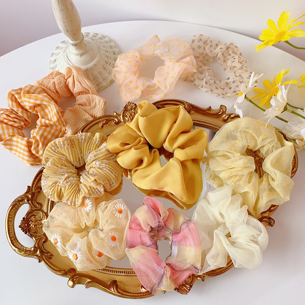 Dây Buộc Tóc Scrunchies Vải Cao Cấp Co Giãn Phối Nhiều Màu Link 2