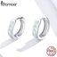 Bamoer Bông Tai Bạc 925 Dạng Vòng Đính Đá Phong Cách Tối Giản sce861