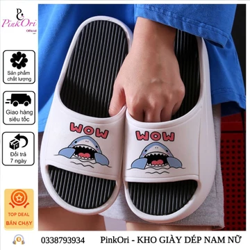 CÓ SẴN HÀNG - Mã R8C - Dép quai ngang bánh mỳ WOW CÁ MẬP độn đế 4cm cao cấp - Dép Bánh Mì BOGI Cute 2022- PinkOri