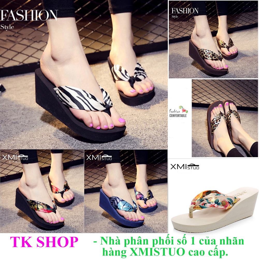Dép nữ cao gót, dép kẹp nữ đế cao 7cm, thương hiệu XMISTUO cao cấp, đế cao su non chống trơn trượt tuyệt đối