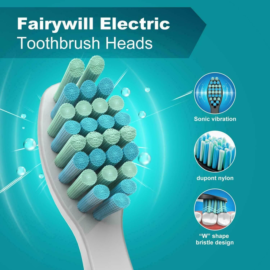 Ảnh Set 4 đầu bàn chải đánh răng Fairywill thay thế cho bàn chải điện Fairywill 507 2306 2303 551 2011 1