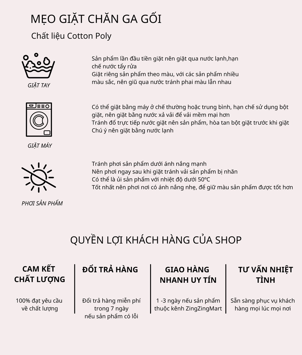 Mô tả Set 5 Món Vỏ Chăn Cao Cấp - Vỏ Chăn + Ga + Vỏ gối nằm + Vỏ gối ôm - Đủ mọi kích thước - 3
