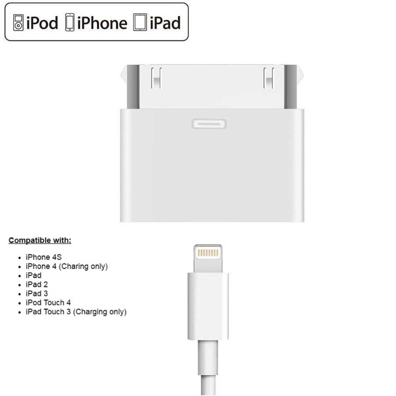 Bộ Chuyển Đổi Nam 8pin Nữ Sang 30pin Cho iPhone4 4S iPad2 3 iPad Touch3 4