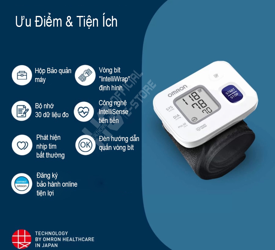 Mô tả Máy Đo Huyết Áp Cổ Tay Omron HEM-6161 | Công Nghệ Đo Intellisense Mới Tự Động Hoàn Toàn , Cho Kết Quả Đo Chính Xác - 3