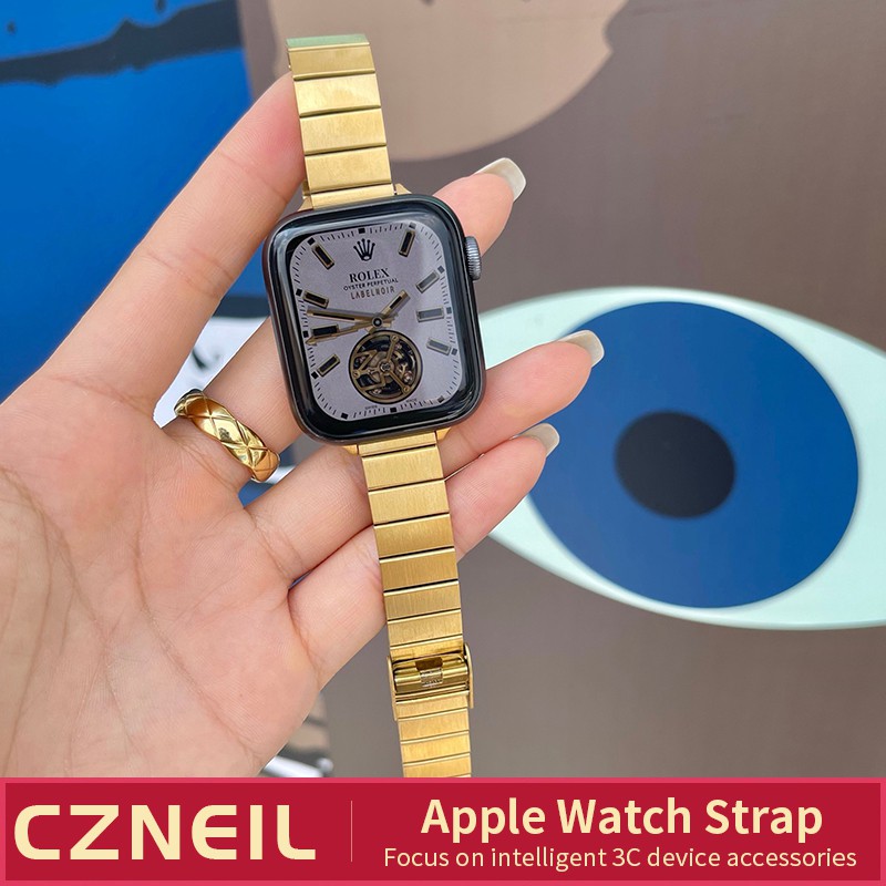 Dây đeo tre chống thấm nước cổ điển bằng thép không gỉ dành cho nữ Thích hợp cho Apple Watch S11 SE3 Ultra3 S10 S9 S8 SE S7 S6 Ultra 49mm 46mm 42mm 40mm 44mm 41mm 45mm Dây đeo cổ tay