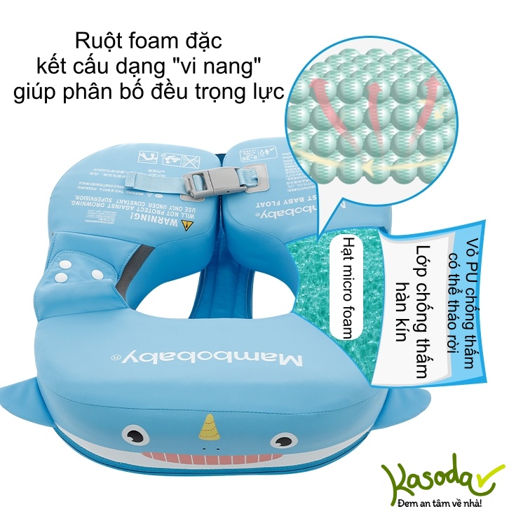 Phao bơi không bơm hơi cho bé từ 8 tháng 1 2 3 4 tuổi phao tập bơi chống lật Mambobaby