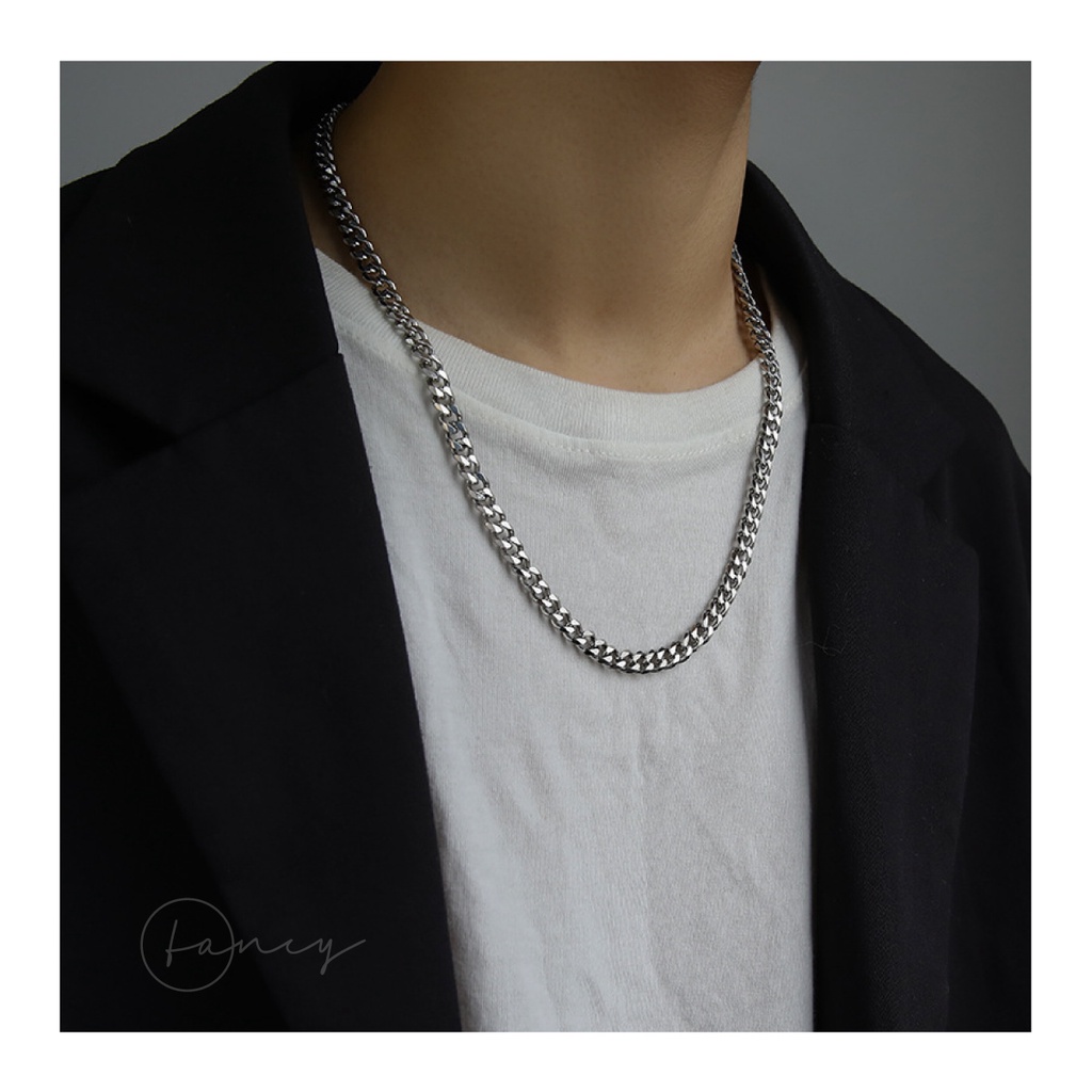 Dây chuyền mắc xích nam chất liệu thép không gỉ, Vòng cổ thép titan dày 60cm hiphop cho nam nữ