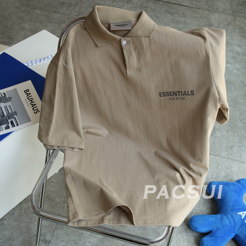 Áo thun nữ HappyFamily - Mẫu Polo Essentials chất nỉ da cá 100 cotton 4 Màu Trắng Đen Xám Vàng Be
