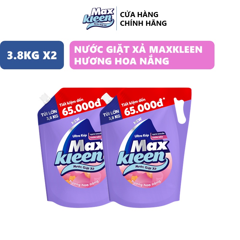 Ảnh Combo 2 Túi Nước Giặt Xả Maxkleen Hương Hoa Nắng 3.8kg/Túi 2