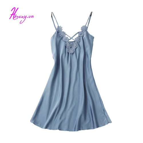 Ảnh Đầm Ngủ Mặc Nhà Lụa Satin Hisexy Không Mút Ngực MD06 2