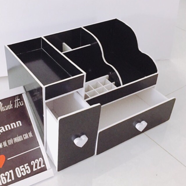 Kệ mỹ phẩm 35cm max đen 1 ngăn kéo nhỏ núm tim | BigBuy360 - bigbuy360.vn