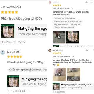 Mứt gừng thẻ ngọt chùa làm, sản phẩm của chùa Bửu Lâm, Bình Thuận, đóng túi 500 gram và 1 KG