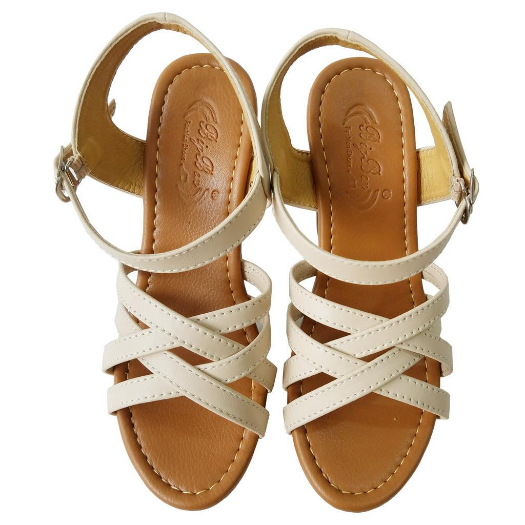 Giày sandal cao gót nữ da bò thật BIGGBEN gót 11 cm HKD691 (Form nhỏ)