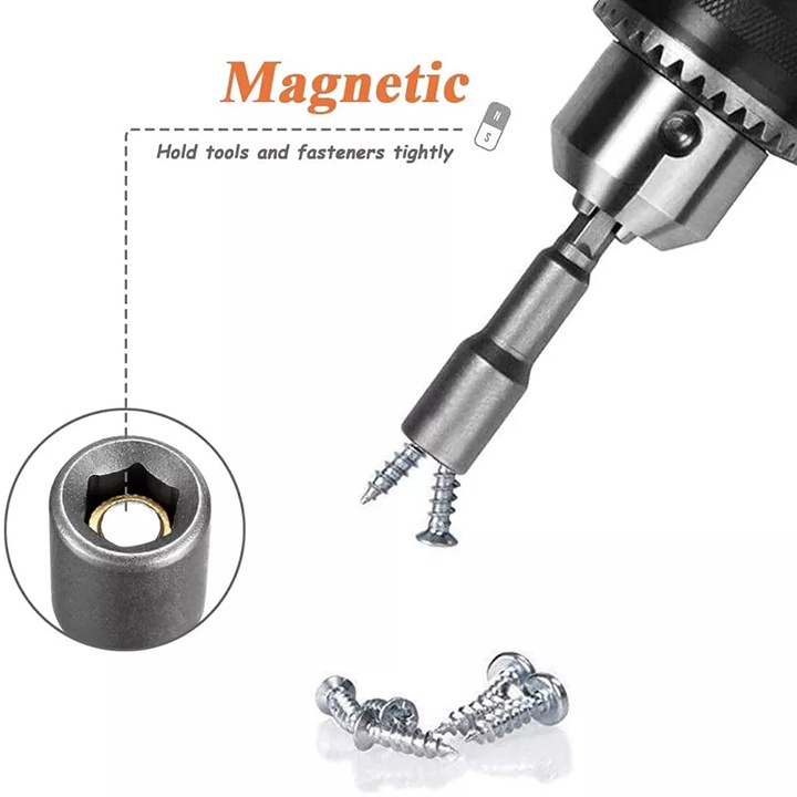 Đầu khẩu vặn ốc lục giác gắn máy khoan hoặc máy bắt vít, đầu tuýp lục giác có nam châm