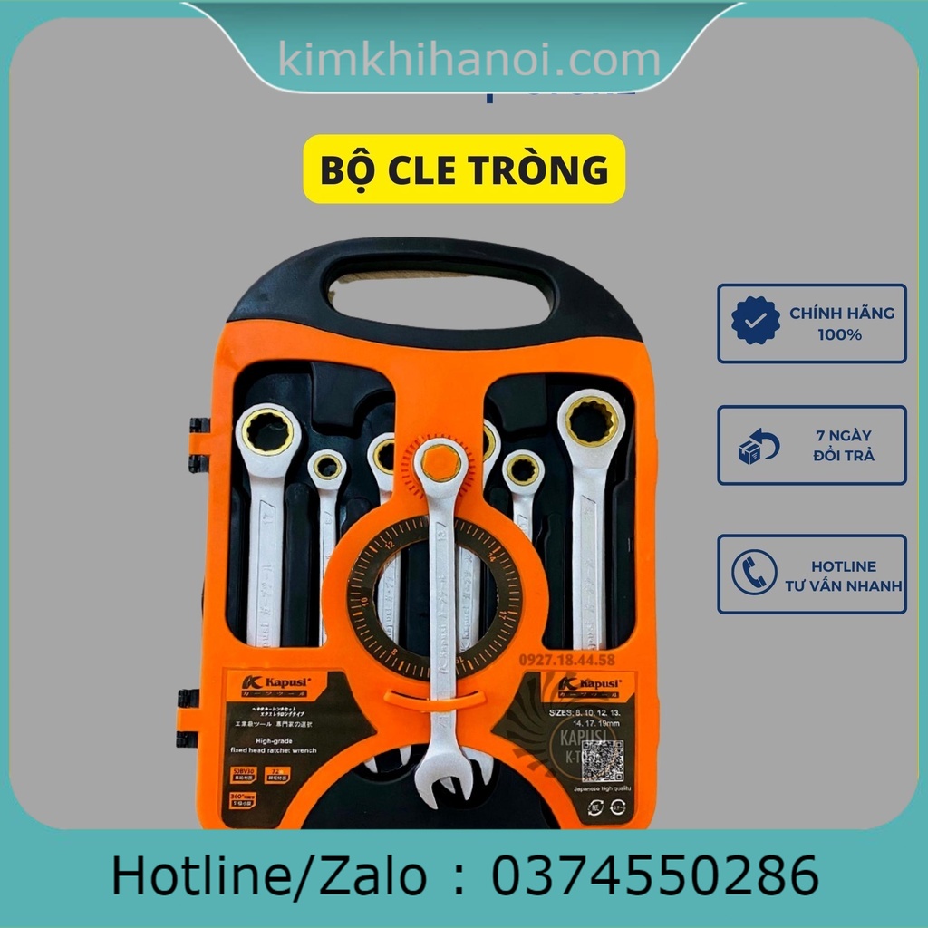 BỘ CỜ LÊ (CLE) VÒM MIỆNG TỰ ĐỘNG ĐẢO CHIỀU 7 CHI TIẾT TỪ 8-19MM KAPUSI ...