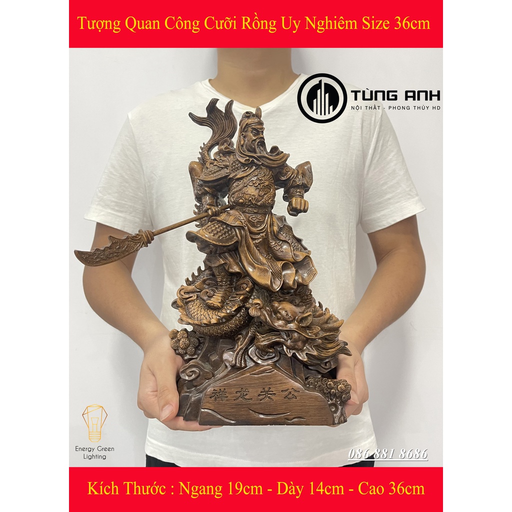 Tượng Quan Công Cưỡi Rồng Uy Nghiêm Size 36cm - Phong Thủy Mang Lại Sự ...