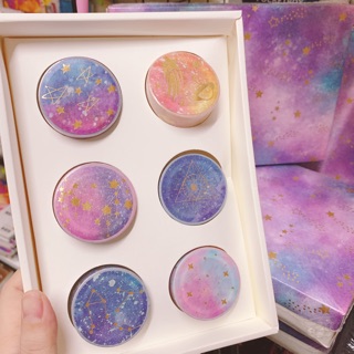 Set băng dính trang trí washitape 6 mẫu nhũ galaxy lấp lánh 🐻✨✨✨