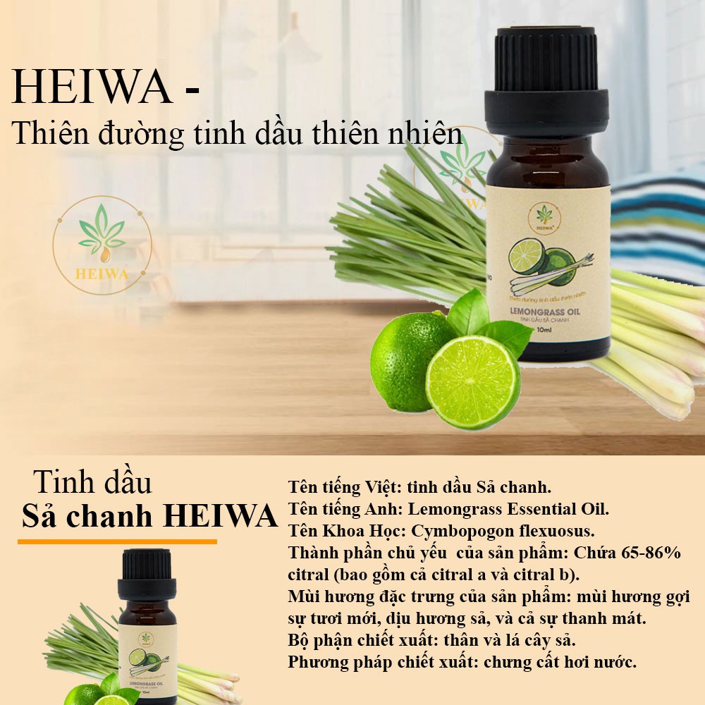 Ảnh Tinh dầu Sả chanh nhập khẩu Ấn Độ thương hiệu HEIWA đuổi muỗi, thơm phòng,dung tích 5ml đẩy đủ giấy kiểm định. 2