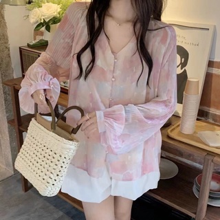 Áo Nữ Tay Dài Cổ Chữ V Họa Tiết Hoa Thời Trang Quyến Rũ