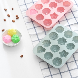 Khuôn Silicon 4D Làm Socola,Thạch,Đá,Kẹo Dẻo,Pudding Hình 12 Hoa Nổi