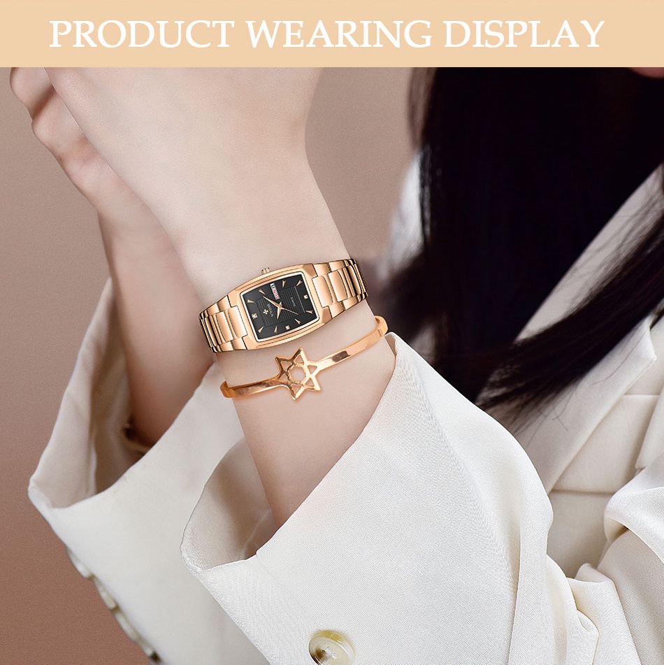 Mô tả Đồng Hồ Đeo Tay WWOOR Mặt Vuông Màu Vàng Đồng Thời Trang 2022 Dành Cho Nữ Relogio Feminino-8837 - 2