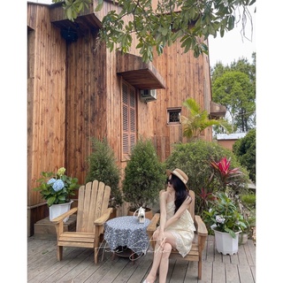 Váy ren cổ yếm màu be_Sara Dress_Anne Studio