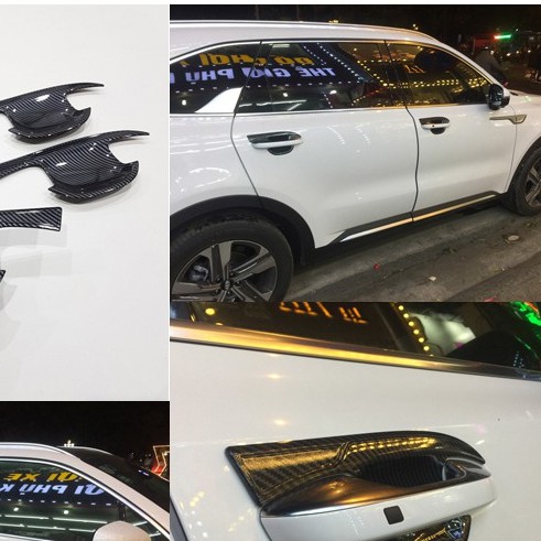 Ốp tay nắm, hõm cửa Cacbon xe Kia Sorento 2021 2022 2023 2024 2025 vân Carbon cao cấp