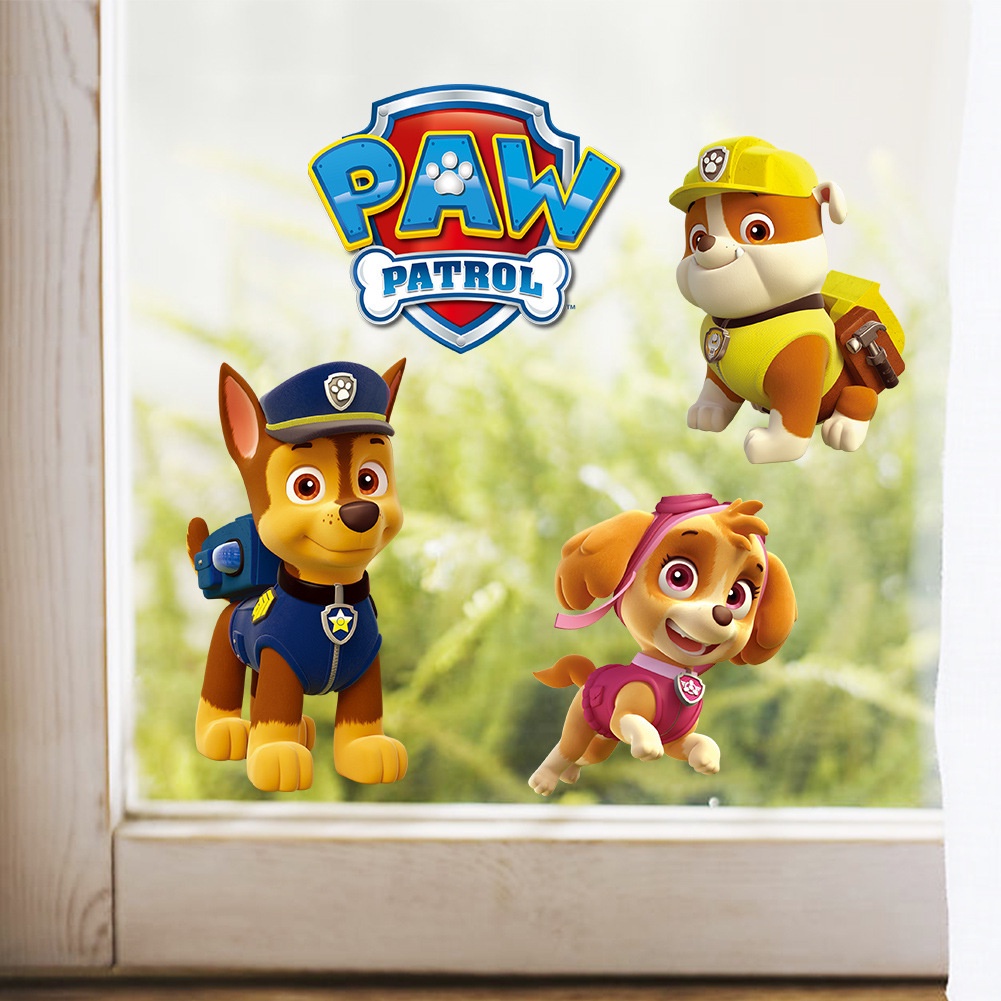 ST2 PAW Patrol 3D Giấy Dán Tường Ba Chiều Miếng Dán Trẻ Em Phòng Ngủ Phòng Khách Trang Trí Tiệc Sinh Nhật Trang Trí Gi