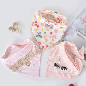 Set 3 Yếm Ăn Cotton Thấm Hút Tốt In Họa Tiết Công Chúa Xinh Xắn Dành Cho Các Bé