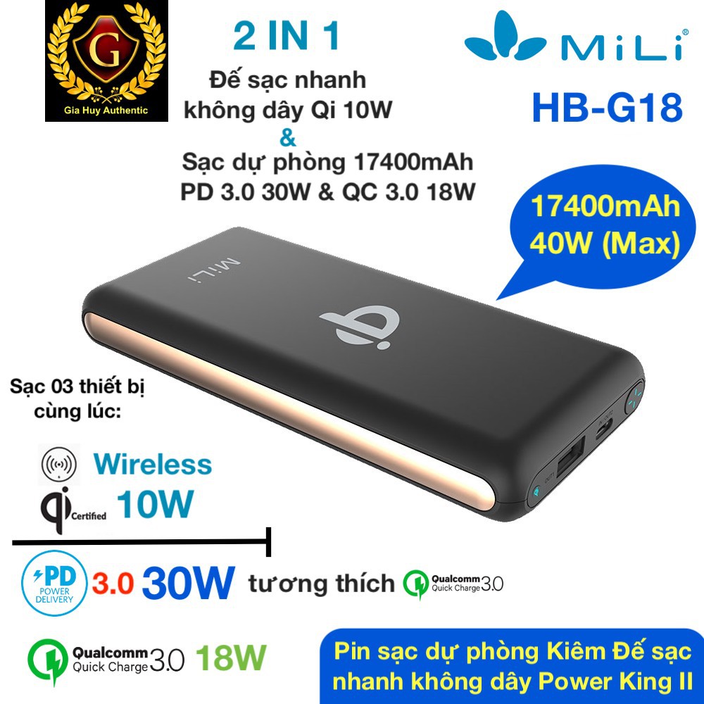 Pin sạc dự phòng không dây 10W MiLi Power King II 17.400mAh - PD 3.0 ...