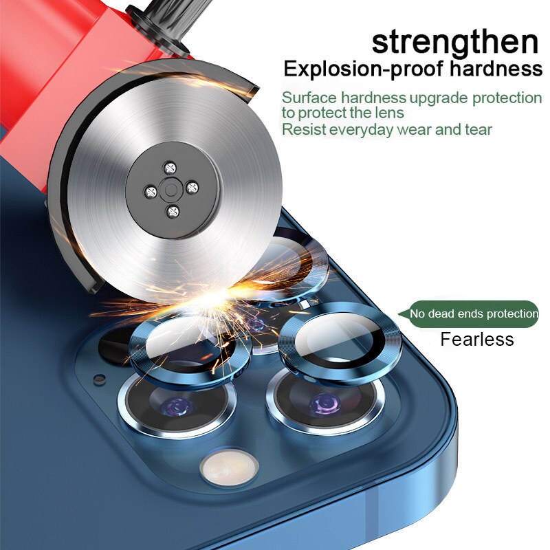 Vòng Kim Loại Kính Cho iPhone 17 Pro Max Full Cover Ống Kính Máy Ảnh Kính Bảo Vệ 15 14 13 12 Bảo Vệ Màn Hình 16 Pro Max Phim