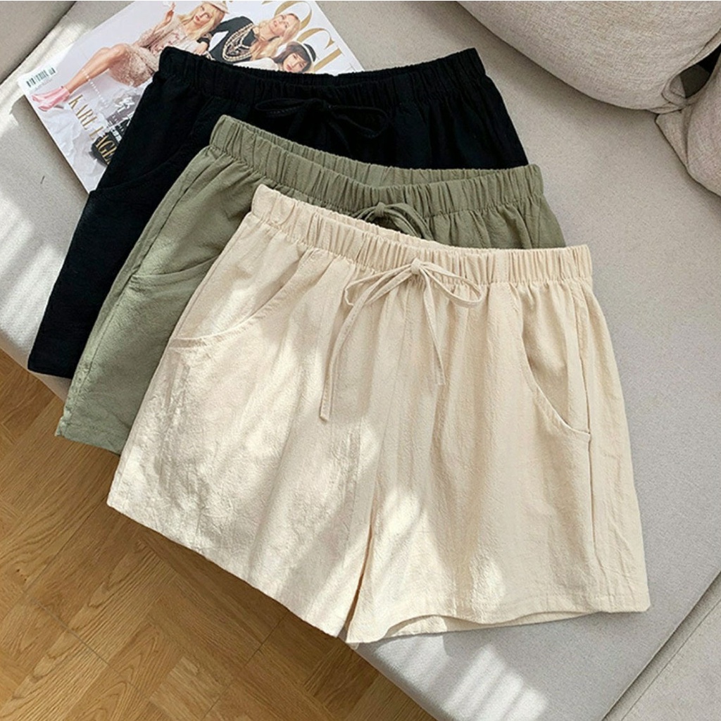 Quần short nữ,quần đùi nữ chất đũi sần nhẹ mặc ở nhà thoáng mát