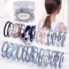 Hộp 12 Chun Buộc Tóc Hàn Quốc Sang Trọng, Nhiều Hình Dáng Ưa Thích