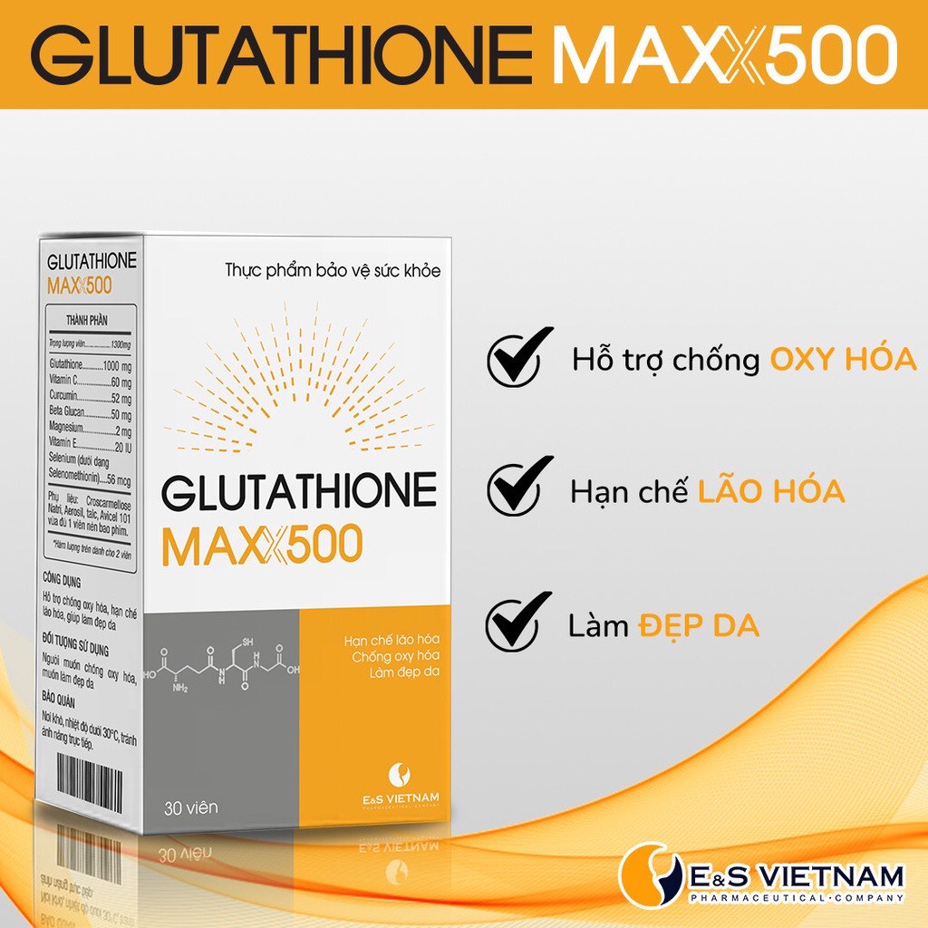 CHÍNH HÃNG] Glutathione MAX 500 - Chống Oxy hóa - Hạn Chế Lão Hóa - Làm  Trắng Sáng Da