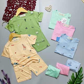 Đồ bộ bé trai Đồ bộ bé gái Bộ Minky Mom ngắn tay thun lạnh MK02